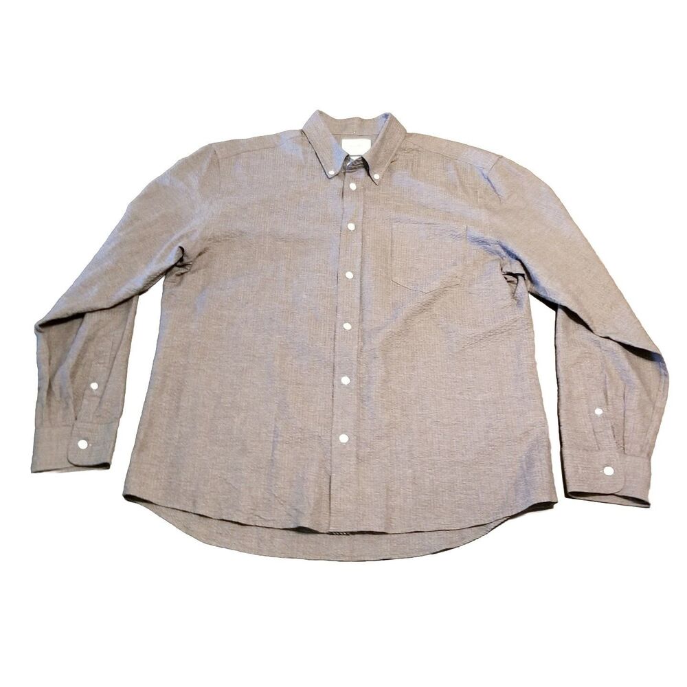 Billy Reid Shirt Men's Size Large Light Brown Standard Fit Long Sleeve Casual